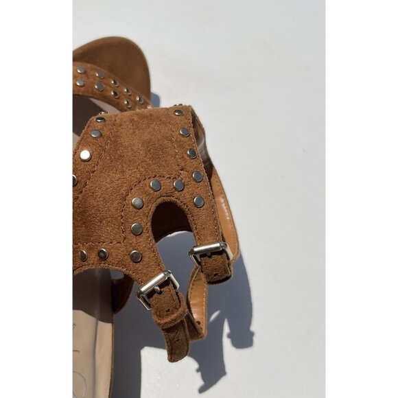 J Adams Brown Print Women’s Sz 11 Gold Studded Double Belt Strap Heel Shoes - Picture 7 of 16